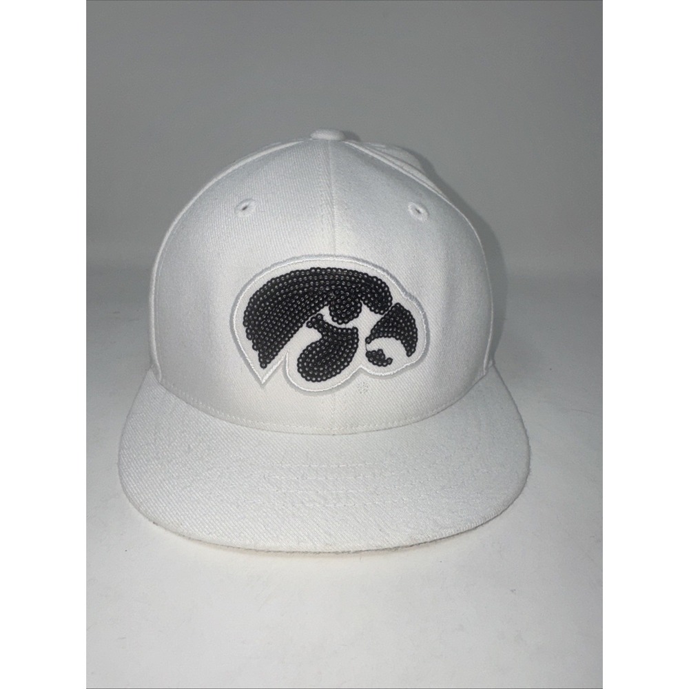 Iowa Hawkeyes Nike White Black Sequin Fitted Hat One Size Fits All Herky